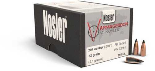 Nosler Varmageddon .204 Caliber 32 Grain Tipped Flat Base Bullets 250 Per Box Md: 32851