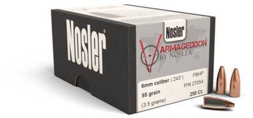 Nosler 27054 Varmageddon 6mm/243 Caliber 55 Grains Flat Base HP Bullets 250 Per Box