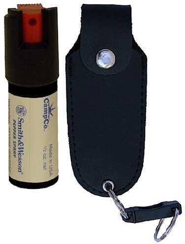 Smith & Wesson SW Pepper Spray/CampCo 1203 15% Leather Holster Keychain .5 Oz Black