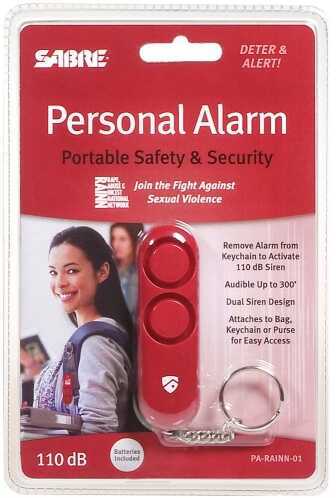 Security Equipment Corporation Sabre Personal Alarm Keychain 110dB Up to 300'' Red Plasti PARAINN01