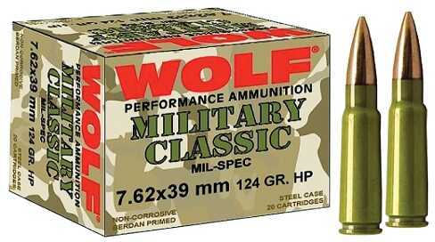 Wolf Performance Ammo Performance 7.62mmX39mm Bimetal HP 124 Grains 1000 Rounds Ammunition A762WHP