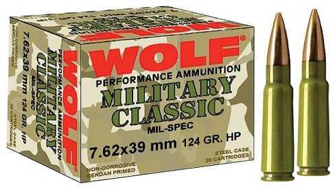 7.62X39mm 1000 Rounds Ammunition Wolf Performance Ammo 124 Grain Hollow Point