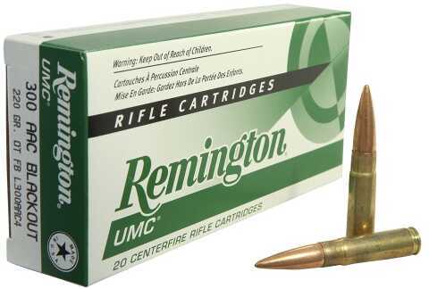 Click to see larger image. 300 AAC Blackout 20 Rounds Ammunition Remington 220 Grain Open Tip Flat Base