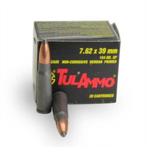 7.62X39mm 20 Rounds Ammunition Tula 154 Grain Soft Point