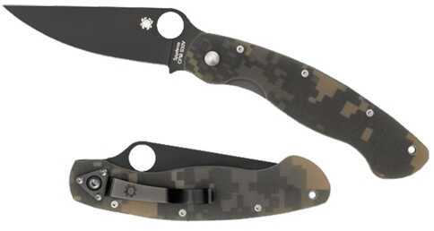 Spyderco C36 MIlitary Folder 4" Black Steel Plain Edge G10 Camo C36GPCMOBK
