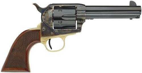 Click to see larger image. Taylor's & Company 1873 Ranch Hand 45 Colt 4.75" Barrel 6 Round Checkered Walnut Blued Revolver 555135