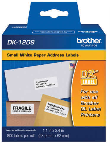 TSW Gunbook Brother Labels Small White 1.1" x 2.4" Roll of 800 DK1209