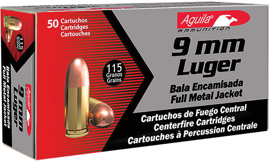 <span style="font-weight:bolder; ">9mm</span> Luger 50 Rounds Ammunition Aguila 115 Grain Full Metal Jacket