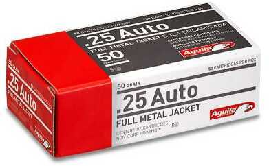 Aguila 25 Auto Ammo 50 Grains Full Metal Jacket 50 Rounds