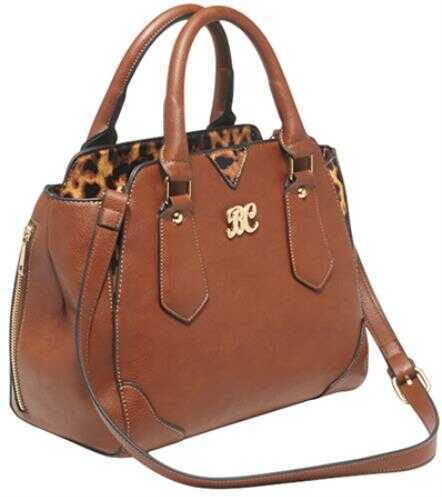 Bulldog Cases Concealed Carrie Purse Satchel Chestnut W/ Leopard Tm