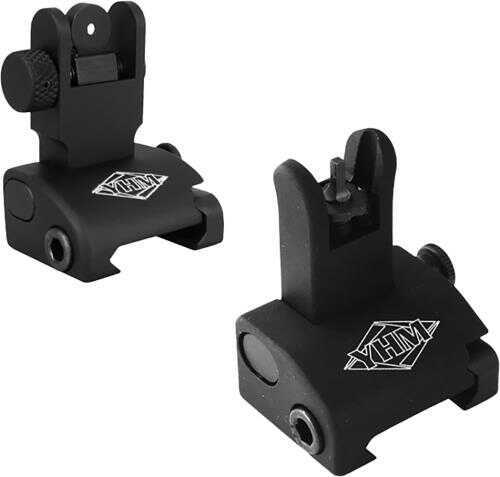 Yankee Hill Machine Quick Deploy Flip Up Front And Rear Sight Set Standard AR-15 Flat-Top Blac