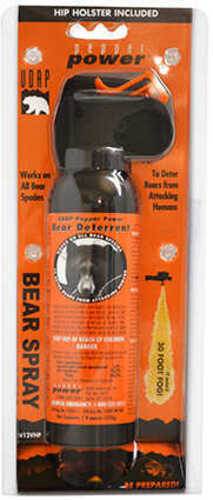 UDAP 12VHP Bear Spray w/Orange Hip Holster 7.9Oz/225g Up To 35 Feet