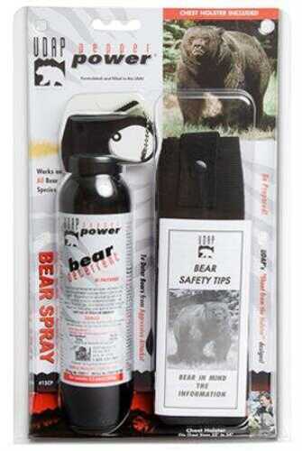 UDAP 15CP SUper Magnum Bear Spray w/Chest Holster 9.2Oz/260g Up To 35 Feet Black