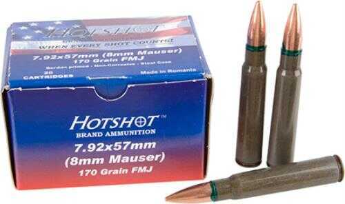 8mm Mauser 20 Rounds Ammunition Century Arms 170 Grain Full Metal Jacket