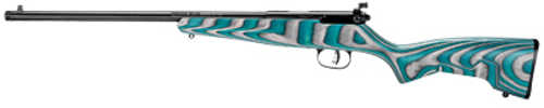 Savage Rascal Minimalist Bolt Action Rifle 22LR 16.125" Barrel Teal and Gray Laminate Stock AccuTrigger Adjustable Peep Sights Single Shot