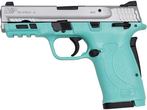 Smith & Wesson Compact Slim M&P380 Shield EZ380 Semi-Auto Pistol 380ACP 3.675" Barrel 2-8Rd Mag Robbin Egg Blue Cerakote/Silver Polymer Finish