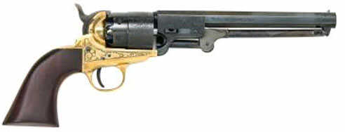 Taylor/Pietta 1851 Navy Confederate Brass Engraved .44 Caliber 7.5" Barrel Cap and Ball BP Revolver
