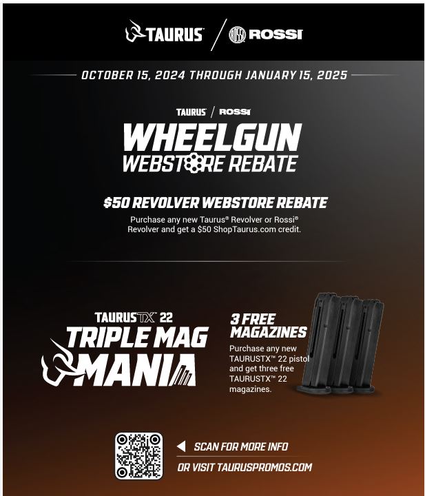 Image for news headline - Taurus/Rossi – Wheelgun & Triple Mag Mania Rebate
