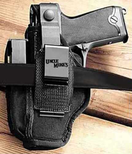 Uncle Mike's Cordura Hip Holster Ambidextrous Black 4" 3"-4" Barrel Medium Frame Autos (.32-.380 Cal.) 7001-0