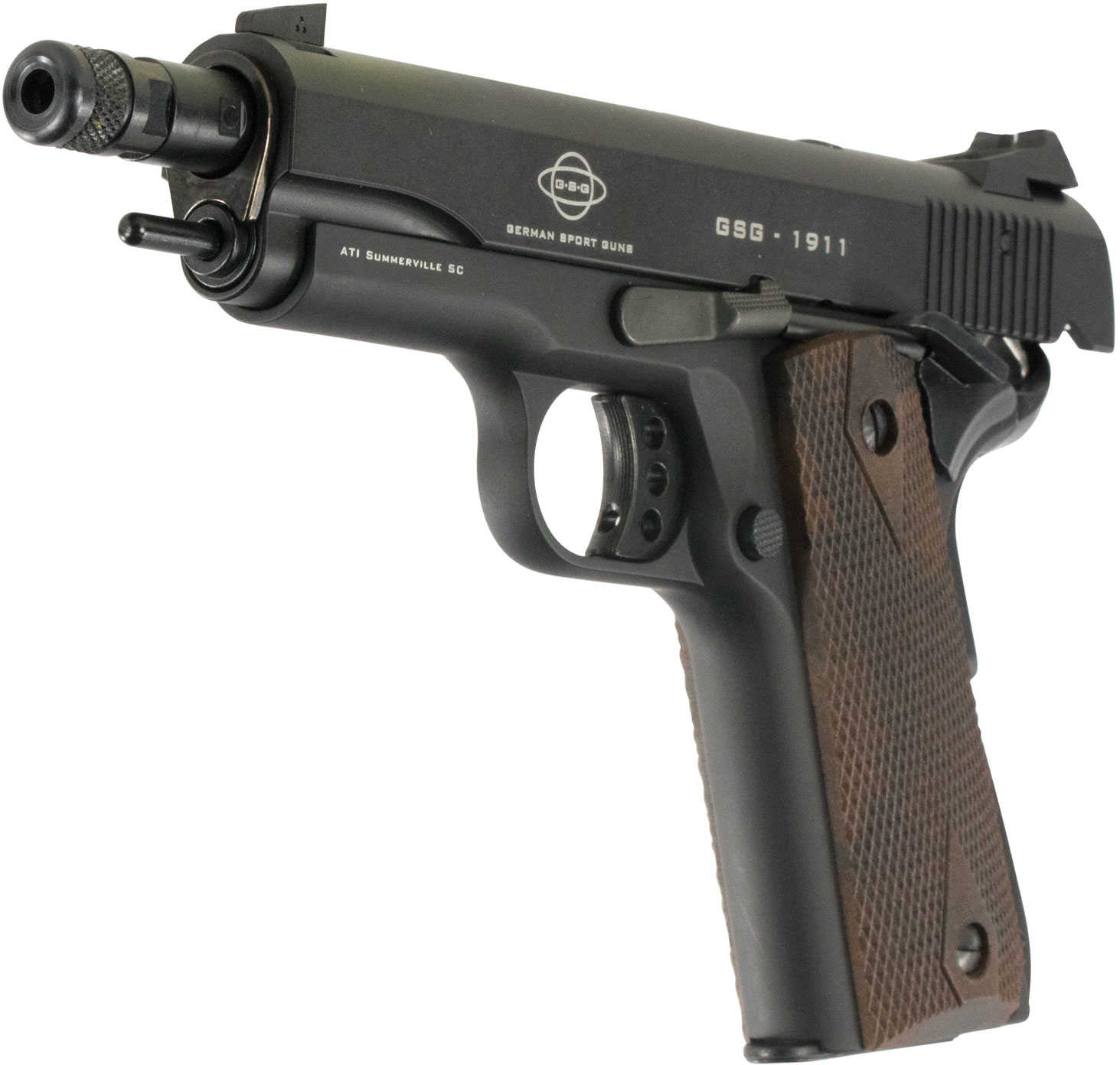 American Tactical Imports GSG 1911 Pistol 22 Long Rifle 5" Threaded Barrel 10 Round Blued Wood Grips GERG2210M1911