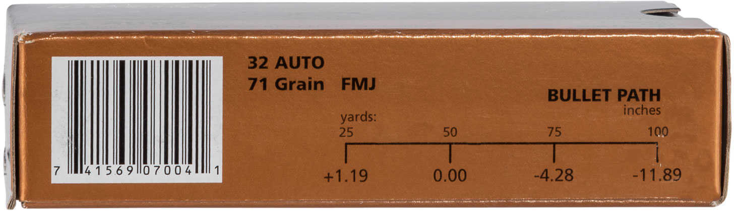 32 ACP 50 Rounds Ammunition PMC 71 Grain Full Metal Jacket