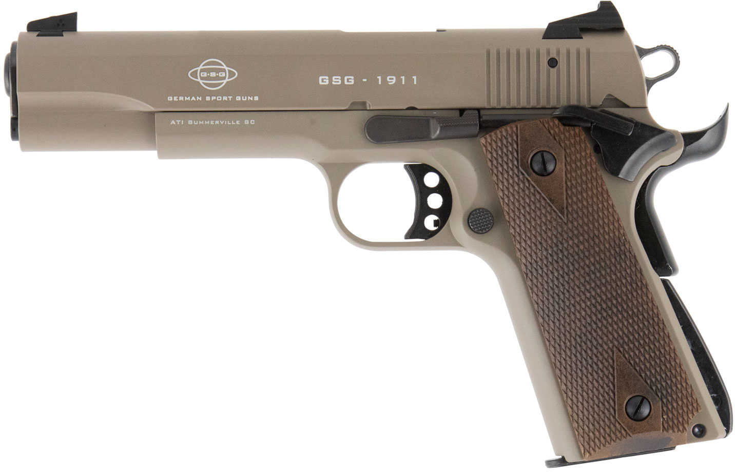 American Tactical Imports GSG 1911 Pistol 22 Long Rifle 5" Threaded Barrel Tan 10+1 Rounds 2210M1911T