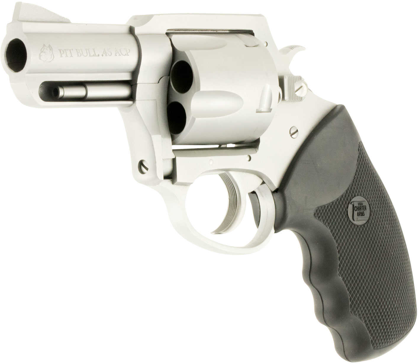 Charter Arms Pitbull Revolver 45 ACP 2.5" Barrel Stainless Steel Rubber Grip 5 Round