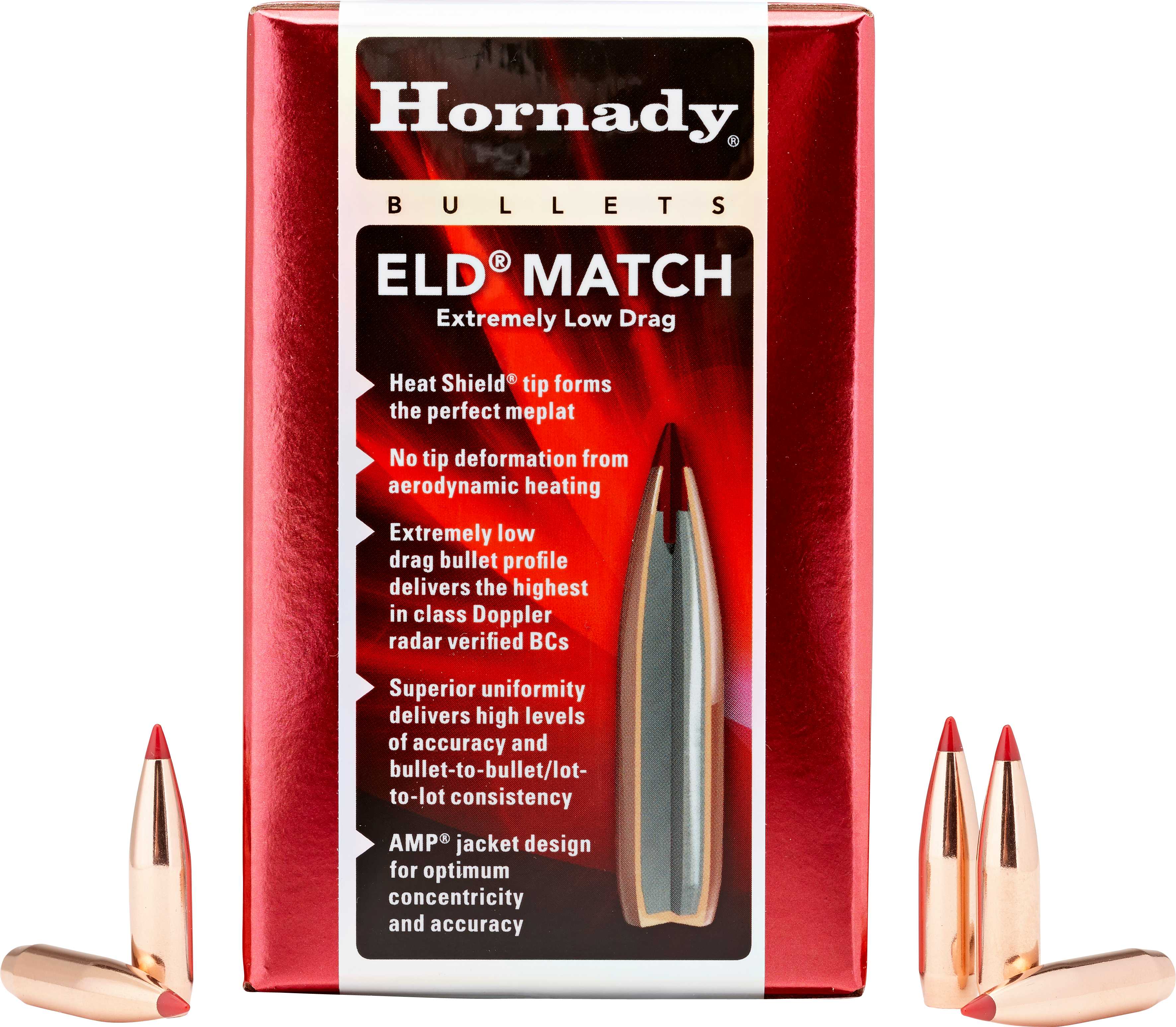 Hornady ELD Match 30 Caliber 208 Grain, Boat Tail Component Bullets, 100 Per Box