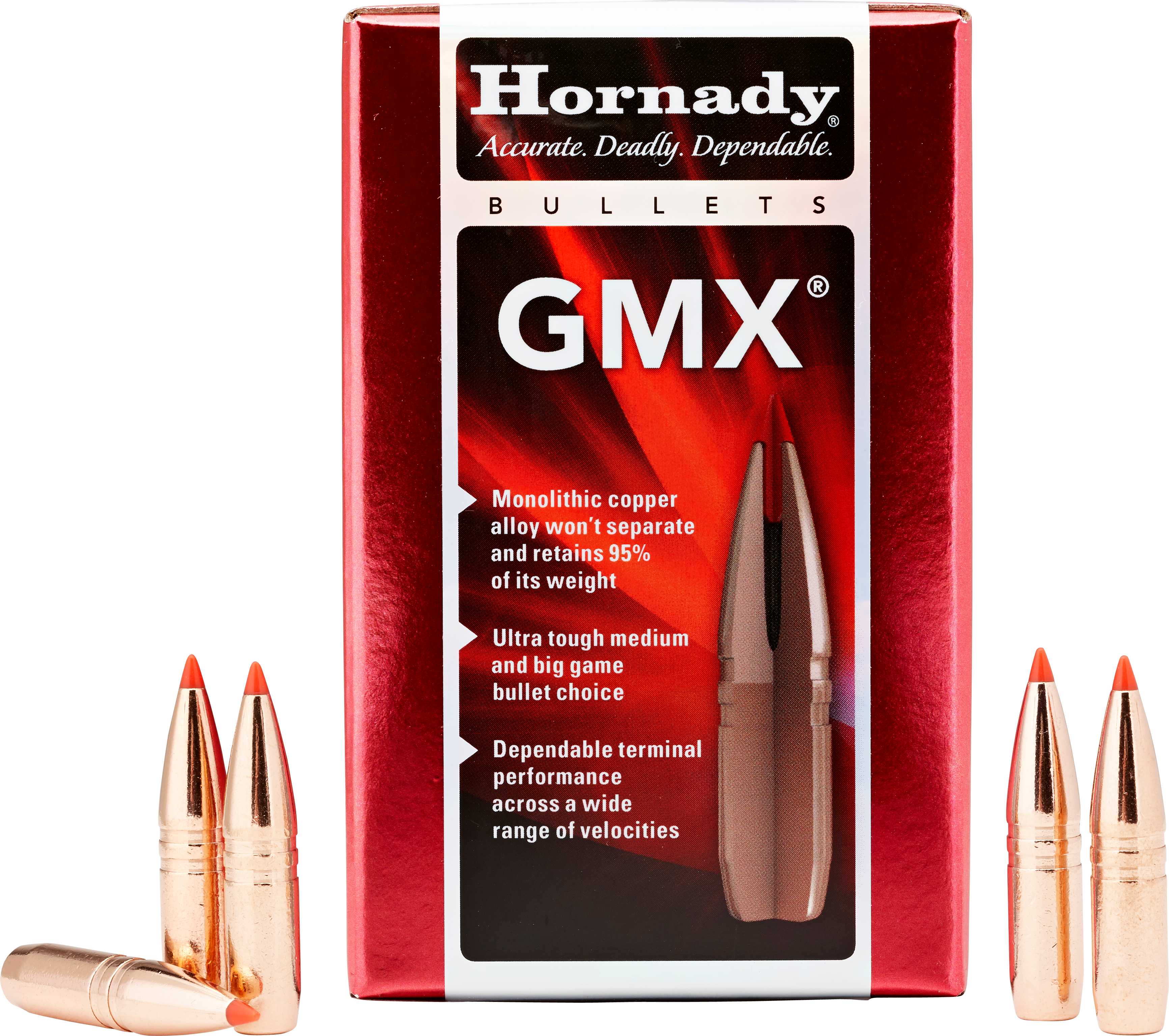 Hornady 30 Caliber Bullets .308", 180 Grain GMX Reloading Component Buillets, 50 Per Box Md: 30193