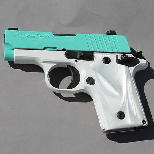 Sig Sauer P238 Pistol 380 ACP Robins Egg Blue Slide Siglite Night Sights 6 Round Semi-Auto