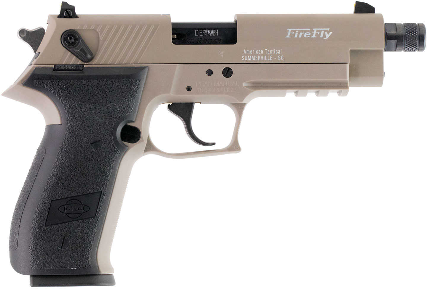 ATI GSG Firefly Pistol 22LR 4" Threaded Barrel Tan 10 Round Black Polymer Grip