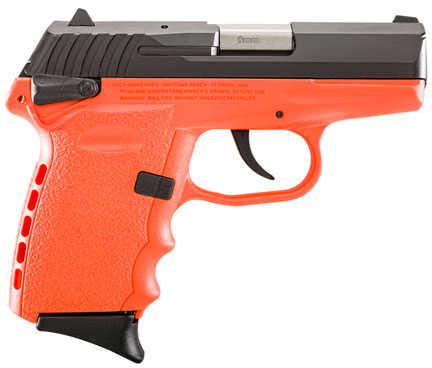 SCCY CPX1-CBOR Pistol 9MM 10 Round Black Slide Orange Grip With Safety