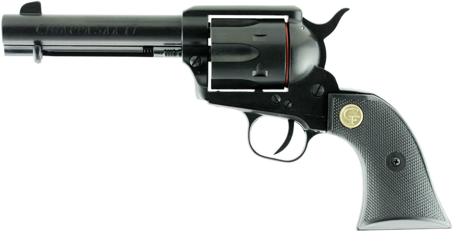 Chiappa 1873 Single Action 17 HMR Revolver 4.75" Barrel 6 Round Plastic Grips Black Finish