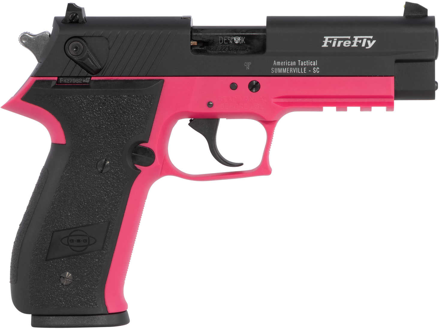 GSG Firefly 22 Long Rifle Pistol 4" Steel Barrel 10 Round Pink Zinc Alloy Frame Black Slide