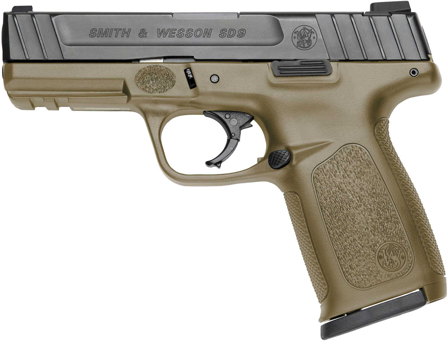 Smith & Wesson SD9 Pistol 9mm 4" Barrel 16 Round Flat Dark Earth Frame Black Slide