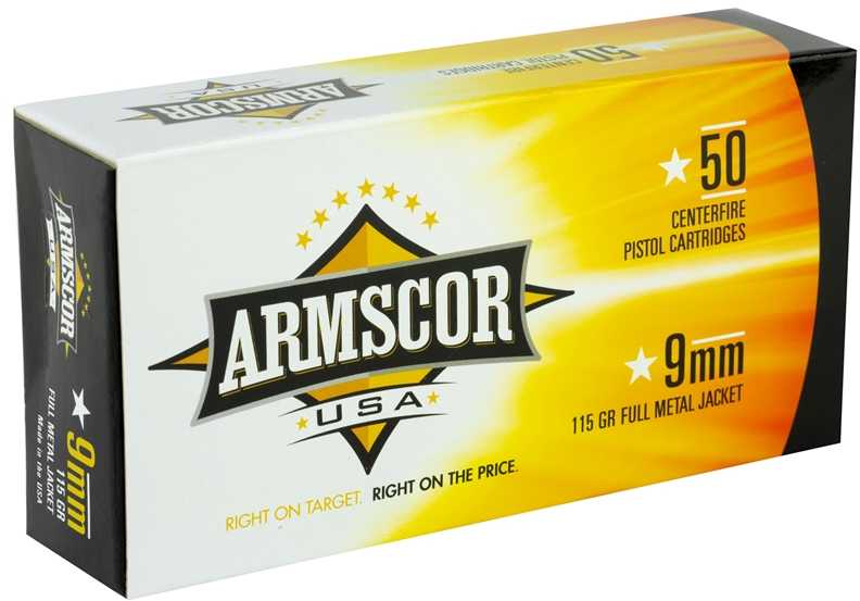 9mm Luger 50 Rounds Ammunition Armscor Precision Inc 115 Grain Full Metal Jacket