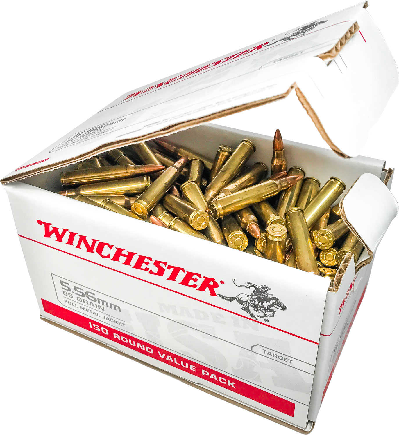 Winchester USA 5.56x45mm NATO 55 gr 3270 fps Full Metal Jacket (FMJ) Ammo 150 Round Box