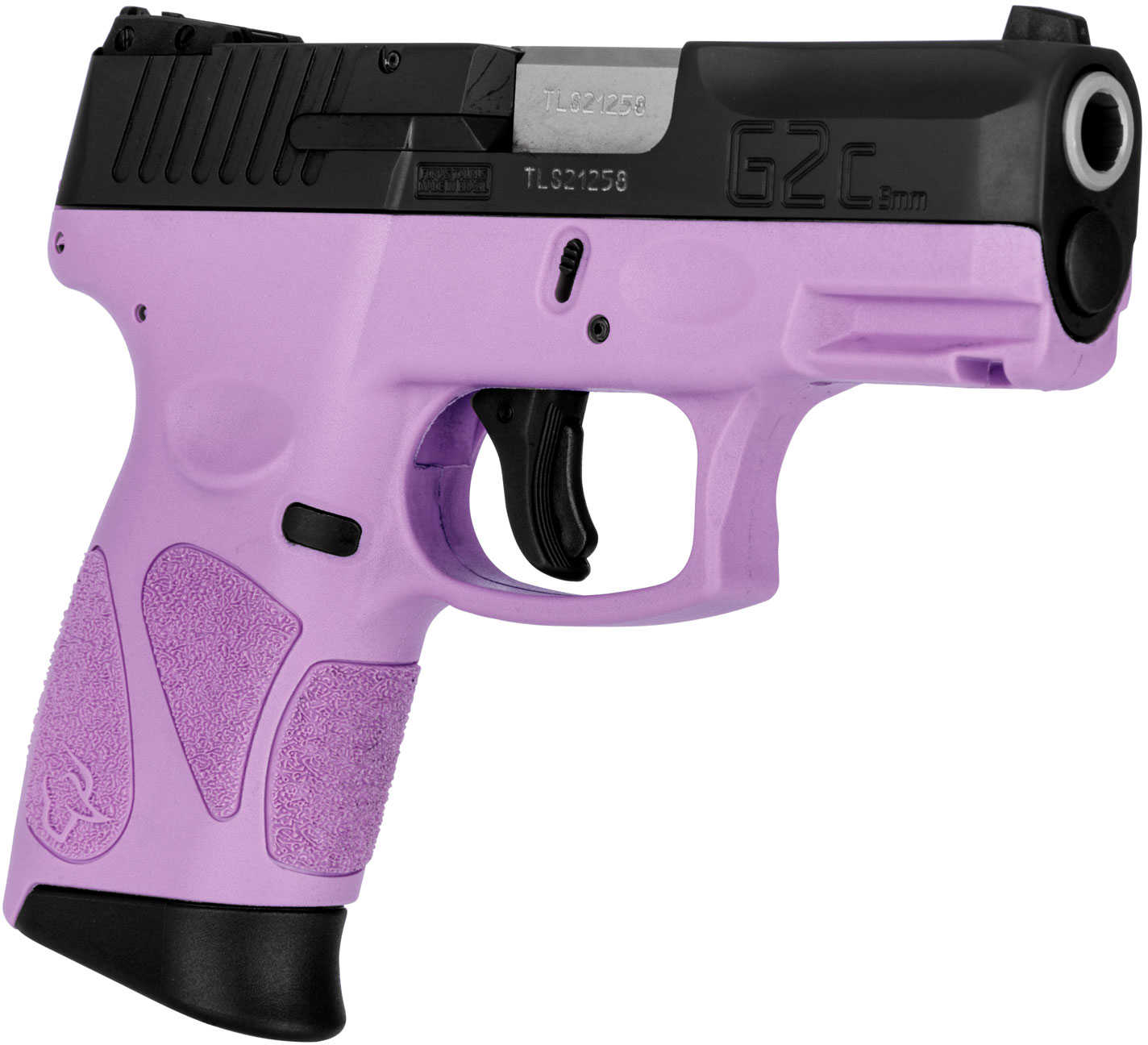 Taurus G2C Pistol 9mm 3.25" Barrel 12 Round Capacity Black Carbon Steel Slide Light Purple Polymer Grip