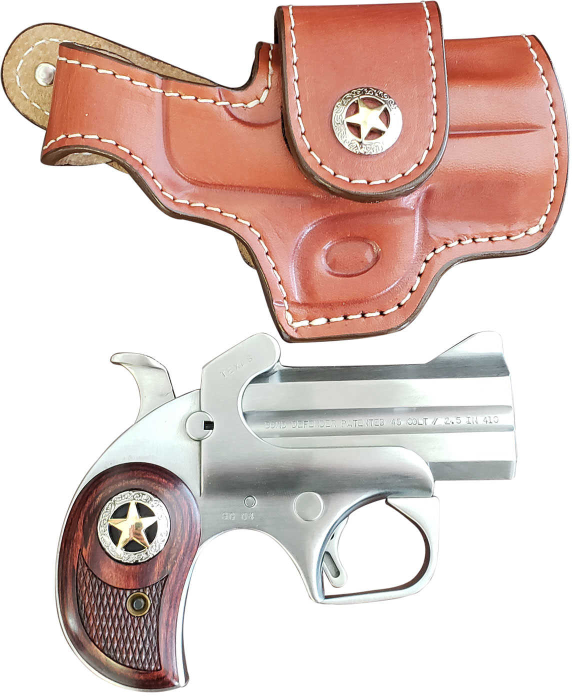 Bond Arms Bard Rustic Defender Break Open Derringer 45 LC / 410 Gauge 3" Barrel 2 Round Stainless Steel