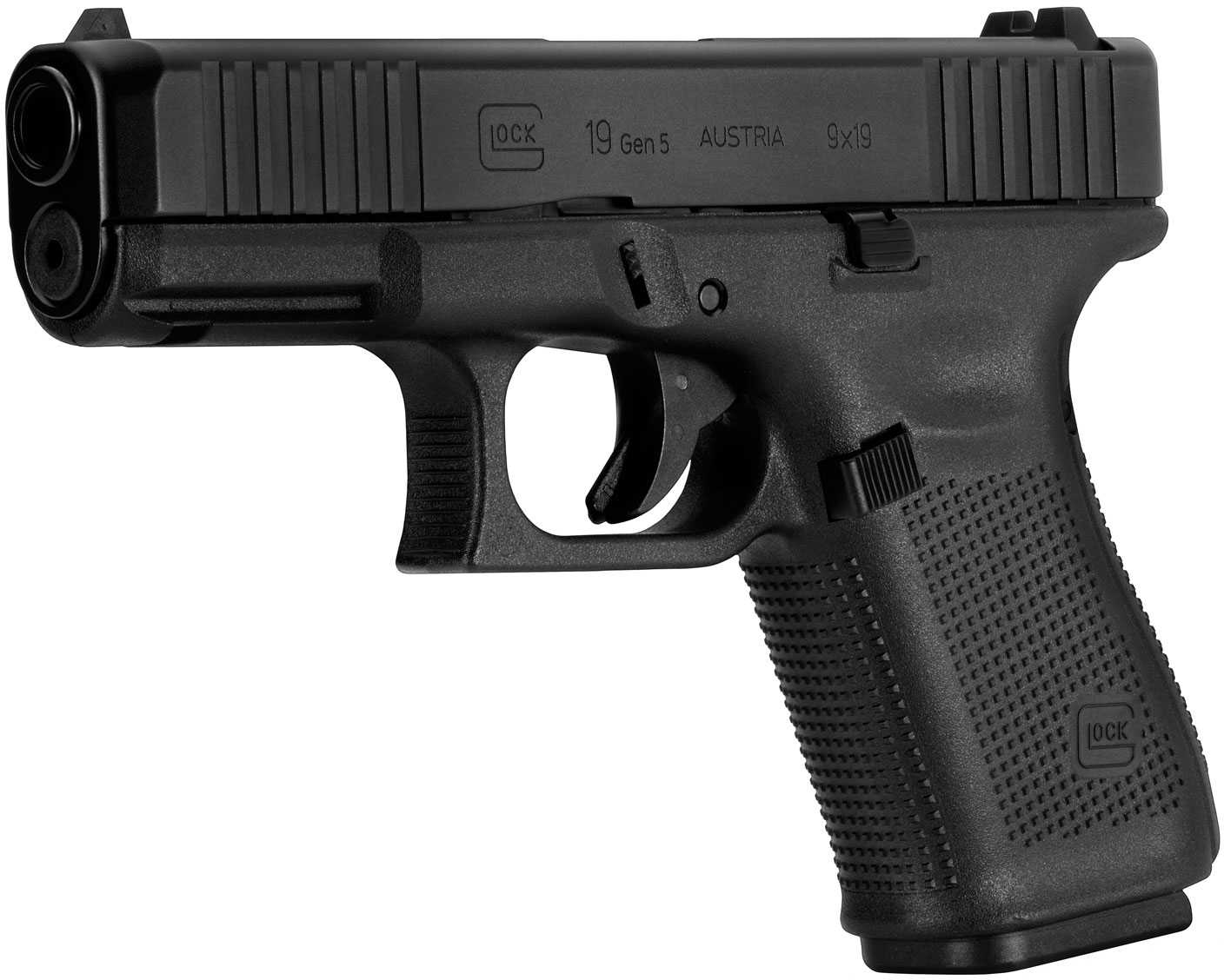 Glock 19 Gen5 Pistol 9mm 4.02" Barrel Fixed Sights 15 Round Front Serrations