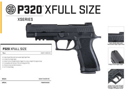 Sig Sauer P320 X Full Size Pistol 9mm Luger 4.70" Barrel 17 Round Black Polymer Grip