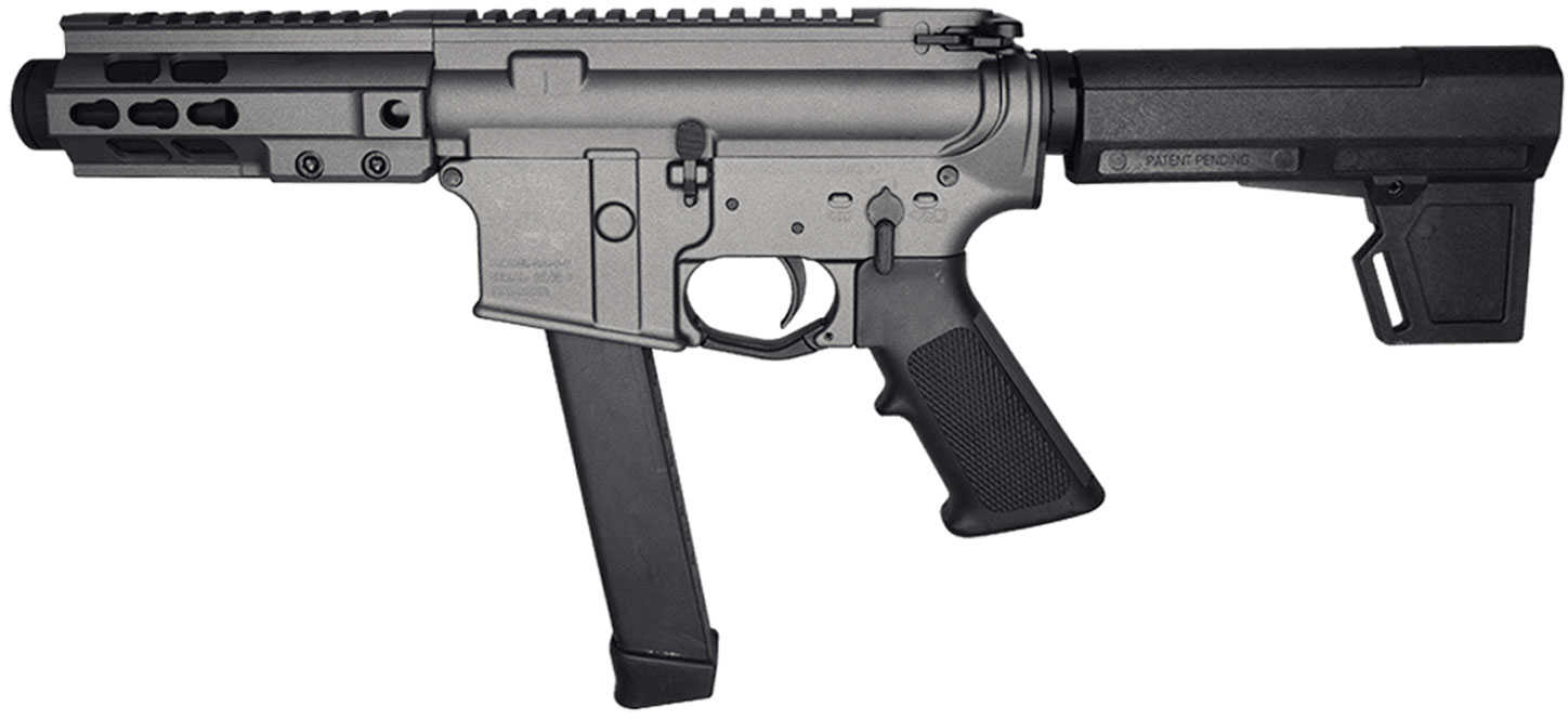 Brigade Manufacturing BM-9 Pistol With Brace 9mm Luger 5.50" Threaded Barrel 33 Round Tungsten Gray Cerakote