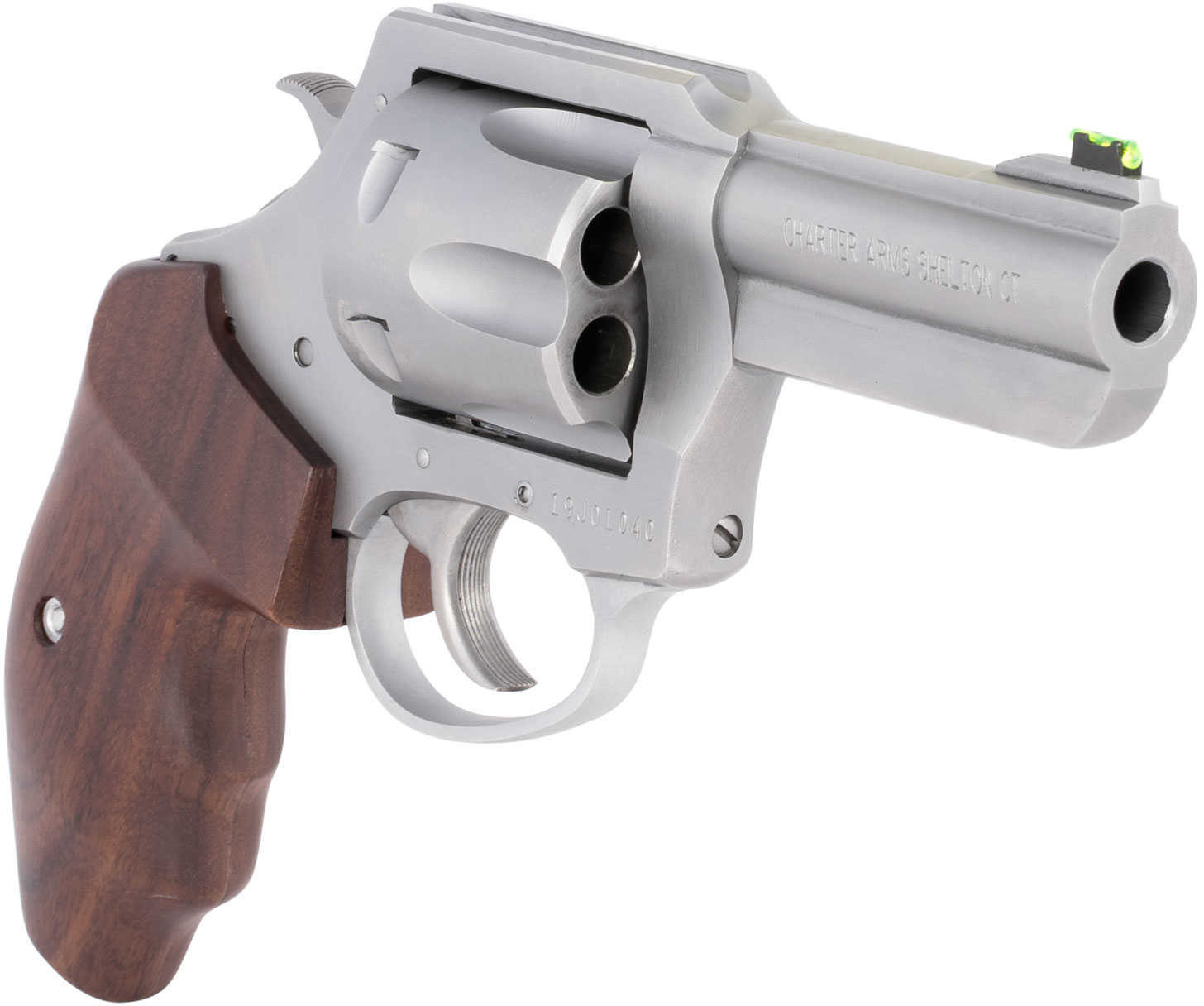 Charter Arms Professional V Revolver 357 Magnum 6 Shot 3" Barrel Stainless Steel Finish Wood Grips Fiber Optic Sight