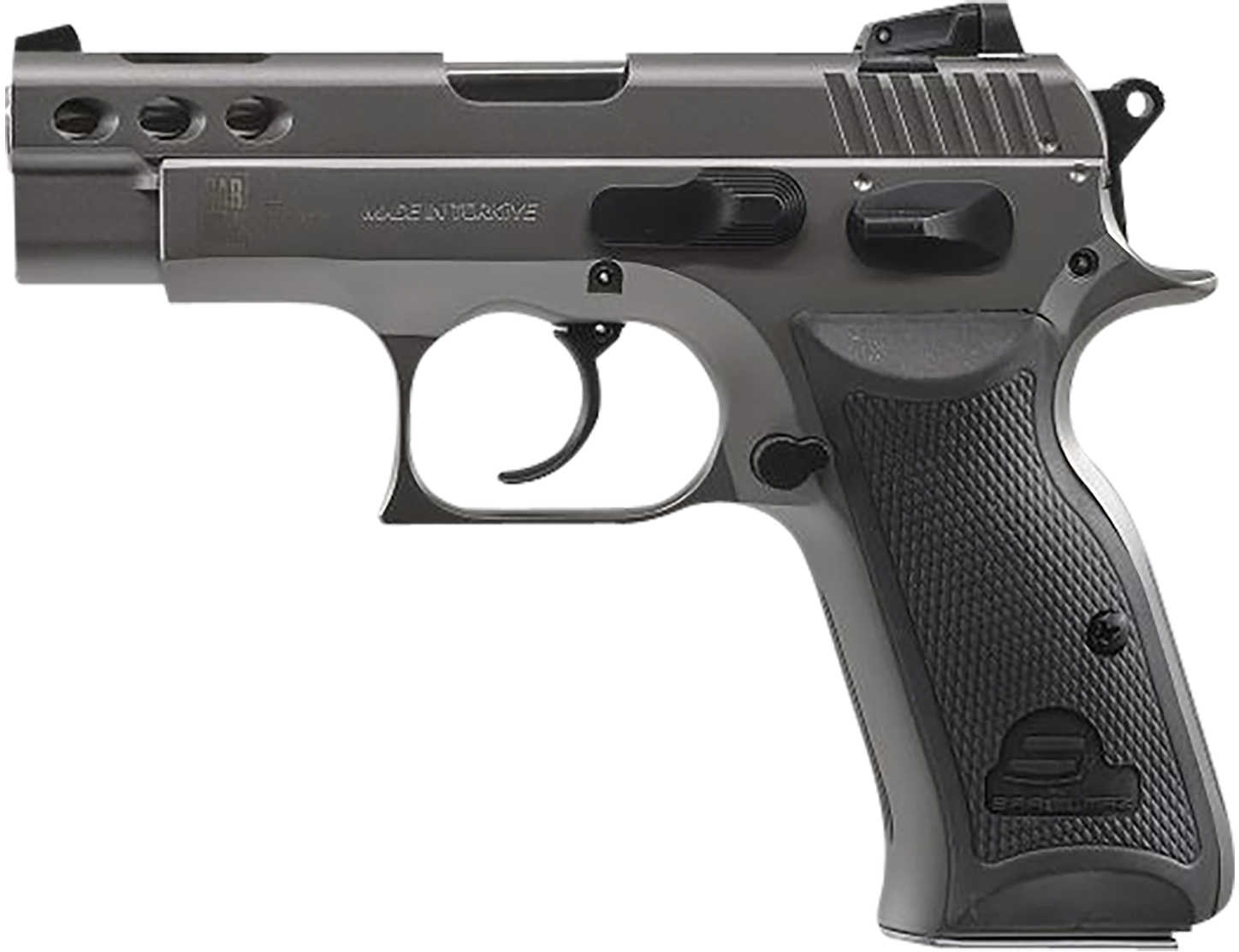 SAR P8S Compact Pistol 9mm 3.80" Ported Barrel 17 Round Stainless Steel Finish Black Polymer Grip P8SST