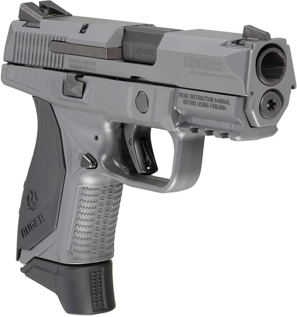 Ruger American 45 ACP Pistol 3.75" Barrel 7 Round Gray Cerakote Finish Black Wraparound Ergonomic Grip