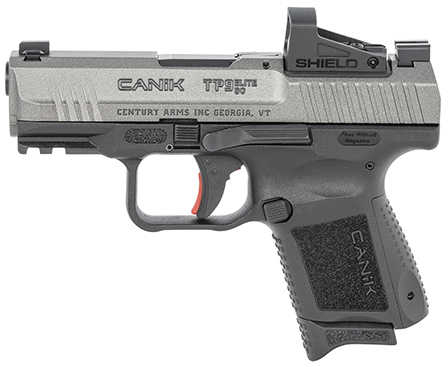 Canik TP9 Elite Subcompact Pistol with Shield SMS2 Optic 9mm Luger 3.60" Barrel 12 Round Tungsten Gray Cerakote Steel Slide Black Interchangeable Backstrap Grip