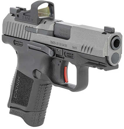 Canik TP9 Elite Subcompact Pistol with Shield SMS2 Optic 9mm Luger 3.60" Barrel 12 Round Tungsten Gray Cerakote Steel Slide Black Interchangeable Backstrap Grip