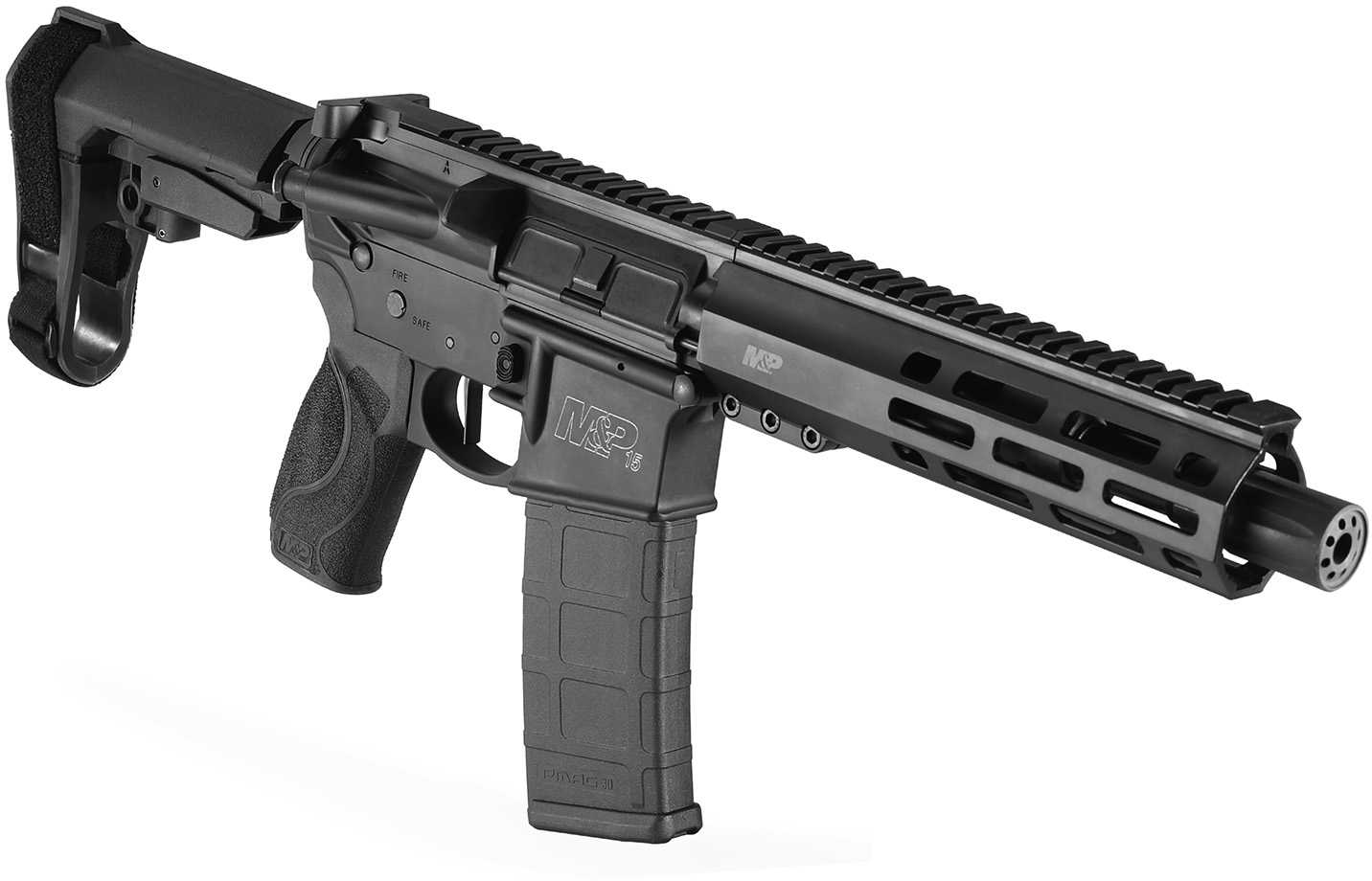 Smith & Wesson M&P15 Pistol 5.56 NATO 7.50" Threaded Barrel 30 Round Adjustable Arm Brace Interchangeable Palmswell Grip