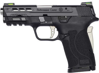 Smith & Wesson Performance Center M&P Shield EZ M2.0 Pistol 9mm Luger 3.83" Barrel 8 Round Matte Black Finish With Ported Slide And Sliver Colored Accents HiViz Litewave H3 Sights