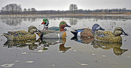 Higdon Outdoors Standard Puddle Pack Decoys Early Season Teal And Wood Duck Species Multi Color Foam Filled 6